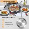 image12 Inch TriPly Stainless Steel Frying Pan Skillet Induction Cooking Pan Dishwasher and Oven Safe Fast ampamp Even Heat Heavy Duty and Detachable Handle