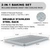 image24 Inch Baking Sheet Pans with Rack Set Natural Aluminum Cookie Sheet Extra Large Commercial Quality Baking Sheet Pan Set Warp Resistant Nonstick Thick Cookie Tray Pans for Baking Roasting24 Inch