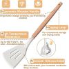 image28 Pcs Silicone Cooking Utensils Kitchen Utensil Set  446F Heat Resistant Turner Tongs Spatula Spoon Brush Whisk Wooden Handle Kitchen Gadgets with Holder for Nonstick Cookware White