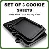 imageBaking Sheet Tray Set 3 Pack Cookie Sheet Pan for Oven Nonstick Bakeware Sets with Wider Grips HalfJelly RollQuarter Non Toxic ampamp Easy Clean  Dark Grey