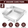 imageEWFEN 8 x 8 Inch Square Cake Pan Stainless Steel Baking Pan for Lasagna Brownies Casseroles Square Bakeware for Oven Cooking NonToxic ampamp Rustresistant Dishwasher Safe 2 Pack