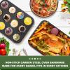 imageEWFEN Bakeware Sets Baking Pans Set Nonstick Oven Pan for Kitchen with Wider Grips 7Piece with RoundSquare Cake Pan Loaf Pan Muffin Pan Cookie Sheet Roast Pan Cooling Rack Carbon Steel Bake