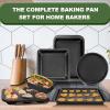 imageEWFEN Bakeware Sets Baking Pans Set Nonstick Oven Pan for Kitchen with Wider Grips 7Piece with RoundSquare Cake Pan Loaf Pan Muffin Pan Cookie Sheet Roast Pan Cooling Rack Carbon Steel Bake