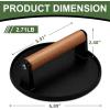 imageEWFEN Burger Press 7quot Round HeavyDuty Cast Iron Smash Bacon Press Meat Steak with Wood Handle for Griddle Sandwich Nonstick PanRound w Flat Bottom