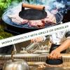 imageEWFEN Burger Press 7quot Round HeavyDuty Cast Iron Smash Bacon Press Meat Steak with Wood Handle for Griddle Sandwich Nonstick PanRound w Flat Bottom