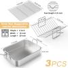 imageEWFEN Roasting Pan1713 Stainless Steel Turkey Roaster with Rack  Deep Broiling Pan ampamp Vshaped Rack ampamp Flat RackNontoxic ampamp Heavy DutyGreat for Thanksgiving Christmas Roast Chicken Meat Lasagna