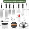imageGriddle Accessories Set of 30 Flat Top Grill Accessories Set for Blackstone and Camp Chef Grill Spatula Set with Enlarged Spatulas Basting Cover Scraper for Outdoor BBQRound Bacon Press