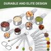 imageMeasuring Cups and Spoons Set of 20 7 Stainless Steel Nesting Measuring Cups ampamp 7 Spoons 1  Leveler ampamp 5 Mini Measuring Spoons for Cooking ampamp BakingRound