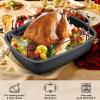 imageNonstick Turkey Roasting Pan with Rack  1713 Inch Extra Large Roaster Pan Deep Turkey Tray for Oven UShaped Rack Wider Handles Ideal for Ovens Thanksgiving and Christmas