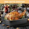 imageNonstick Turkey Roasting Pan with Rack  1713 Inch Extra Large Roaster Pan Deep Turkey Tray for Oven UShaped Rack Wider Handles Ideal for Ovens Thanksgiving and Christmas