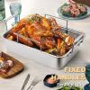 imageRoasting Pan 1410 Inch Stainless Steel Turkey Roaster with Rack  Deep Broiling Pan ampamp Vshaped Rack ampamp Flat Rack Nontoxic ampamp Heavy Duty Great for Thanksgiving Christmas Roast Chicken Meat Lasagna
