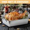 imageRoasting Pan 1410 Inch Stainless Steel Turkey Roaster with Rack  Deep Broiling Pan ampamp Vshaped Rack ampamp Flat Rack Nontoxic ampamp Heavy Duty Great for Thanksgiving Christmas Roast Chicken Meat Lasagna