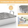 imageStainless Steel Roasting Pan 1713 Inch Turkey Roaster with Rack  Deep Broiling Pan ampamp Vshaped Rack ampamp Flat Rack Nontoxic ampamp Heavy Duty Great for Thanksgiving Christmas Roast Chicken Meat Lasagna