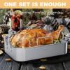 imageStainless Steel Roasting Pan 1713 Inch Turkey Roaster with Rack  Deep Broiling Pan ampamp Vshaped Rack ampamp Flat Rack Nontoxic ampamp Heavy Duty Great for Thanksgiving Christmas Roast Chicken Meat Lasagna