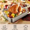 imageStainless Steel Roasting Pan 1713 Inch Turkey Roaster with Rack  Deep Broiling Pan ampamp Vshaped Rack ampamp Flat Rack Nontoxic ampamp Heavy Duty Great for Thanksgiving Christmas Roast Chicken Meat Lasagna