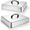 image2pcs Rectangular Basting Cover Stainless Steel Cheese Melting Dome Steaming Cover Lid Commercial Grade Heavy Duty Griddle Grill Accessories for Flat Top Grill Cooking