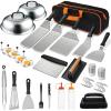 image35PCS Griddle Accessories Kit Flat Top Grill Accessories Set for Blackstone and Camp Chef Grill Spatula Set with Enlarged Spatulas Basting Cover Scraper for Outdoor Barbecue