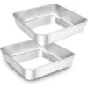 imageEWFEN 8 x 8 Inch Square Cake Pan Stainless Steel Baking Pan for Lasagna Brownies Casseroles Square Bakeware for Oven Cooking NonToxic ampamp Rustresistant Dishwasher Safe 2 Pack