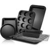 imageEWFEN Bakeware Sets Baking Pans Set Nonstick Oven Pan for Kitchen with Wider Grips 7Piece with RoundSquare Cake Pan Loaf Pan Muffin Pan Cookie Sheet Roast Pan Cooling Rack Carbon Steel Bake