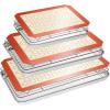 imageEWFEN Baking Set Stainless Steel Sheet Pan with Cooling Rack ampamp Silicone Mat Set MultiSize 3 Sheets  3 Racks  3 Mats Warp Resistant ampamp Heavy Duty Easy CleanRed