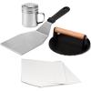 imageEWFEN Smash Burger Kit Cast Iron Press Spatula Seasoning Shaker and Patty Papers Flat Top Griddle Grill Cooking Outdoor Barbecues