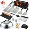 imageGriddle Accessories Set of 30 Flat Top Grill Accessories Set for Blackstone and Camp Chef Grill Spatula Set with Enlarged Spatulas Basting Cover Scraper for Outdoor BBQRectangle Bacon Press