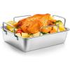 imageRoasting Pan 1410 Inch Stainless Steel Turkey Roaster with Rack  Deep Broiling Pan ampamp Vshaped Rack ampamp Flat Rack Nontoxic ampamp Heavy Duty Great for Thanksgiving Christmas Roast Chicken Meat Lasagna