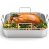 imageRoasting Pan EWFEN 1713 Inch Stainless Steel Turkey Roaster with Rack  Deep Broiling Pan ampamp Vshaped Rack ampamp Flat Rack Nontoxic ampamp Heavy Duty Great for Thanksgiving Christmas Roast Chicken Lasagna