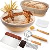 imageSourdough Proofing Basket Gift Set 9quot Round and 10quot Oval Banneton Bread Baking Supplies Sourdough Baskets with Bread Lame Danish Whish Bowl Scraper Sourdough Scraper and Linen Liners