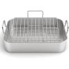 imageStainless Steel Roasting Pan 1713 Inch Turkey Roaster with Rack  Deep Broiling Pan ampamp Vshaped Rack ampamp Flat Rack Nontoxic ampamp Heavy Duty Great for Thanksgiving Christmas Roast Chicken Meat Lasagna