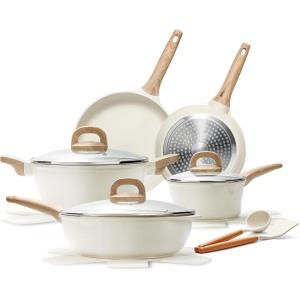 image14 Pcs Pots and Pans Set Nonstick Cookware Sets Granite Induction Cookware Non Stick Cooking Set with Frying Pans Saucepans Saute Pan Extra Large Casserole PFAS PTFE PFOA PFOS Free