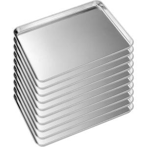 imageBaking Sheet Tray Set of 10 EWFEN Stainless Steel Baking Pan Cookie Pan Sheet Size 16 x 12 x 1 inch Warp Resistant ampamp Heavy Duty ampamp Rust Free16x12x1 Inch