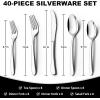 image40Piece Silverware Set with Organizer EWFEN Heavy Duty Stainless Steel Flatware Set for 8 FoodGrade Tableware Cutlery Set Utensil Sets for Home Restaurant Mirror Finish Dishwasher SafeRound Edge