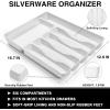 image49Piece Silverware Set with Organizer Heavy Duty Stainless Steel Flatware for 8 Cutlery Utensil Sets with Steak Knives Rustproof Mirror Polished Dishwasher SafeWave Hammered