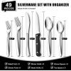 image49Piece Silverware Set with Organizer Heavy Duty Stainless Steel Flatware for 8 Cutlery Utensil Sets with Steak Knives Rustproof Mirror Polished Dishwasher SafeHeavy Duty