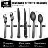 image49Piece Silverware Set with Organizer Heavy Duty Stainless Steel Flatware for 8 Cutlery Utensil Sets with Steak Knives Rustproof Mirror Polished Dishwasher SafeRoman Column