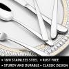 image49Piece Silverware Set with Organizer Heavy Duty Stainless Steel Flatware for 8 Cutlery Utensil Sets with Steak Knives Rustproof Mirror Polished Dishwasher SafeHeavy Duty