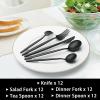 image60Piece 12 Setting Black Silverware FoodGrade Stainless Steel Flatware Cutlery Set for Home Office Restaurant HotelBlack