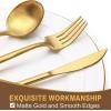 image60Piece 12 Setting Black Silverware FoodGrade Stainless Steel Flatware Cutlery Set for Home Office Restaurant HotelGold 30 Pcs