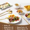 image60Piece 12 Setting Black Silverware FoodGrade Stainless Steel Flatware Cutlery Set for Home Office Restaurant HotelGold
