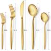 image60Piece 12 Setting Black Silverware FoodGrade Stainless Steel Flatware Cutlery Set for Home Office Restaurant HotelGold