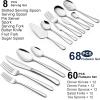 image68Piece Silverware Set with Serving Utensils EWFEN Heavy Duty Stainless Steel Flatware Set for 12 FoodGrade Tableware Cutlery Include KnifeForkSpoon for Home Mirror Finished Dishwasher SafeHeavy Duty Silverware 68pcs
