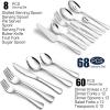 image68Piece Silverware Set with Serving Utensils EWFEN Heavy Duty Stainless Steel Flatware Set for 12 FoodGrade Tableware Cutlery Include KnifeForkSpoon for Home Mirror Finished Dishwasher SafeRound Edge 68pcs