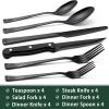 imageBlack Hammered Silverware Set 24Piece Stainless Steel Square Flatware Set with Steak Knives for 4 FoodGrade Tableware CutleryUtensil Sets for Home Restaurant Mirror Finish Dishwasher SafeRoman Column