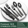 imageBlack Hammered Silverware Set 24Piece Stainless Steel Square Flatware Set with Steak Knives for 4 FoodGrade Tableware CutleryUtensil Sets for Home Restaurant Mirror Finish Dishwasher SafeWave Hammered