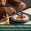 imageBlack Hammered Silverware Set 24Piece Stainless Steel Square Flatware Set with Steak Knives for 4 FoodGrade Tableware CutleryUtensil Sets for Home Restaurant Mirror Finish Dishwasher SafeRound Edge