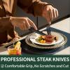 imageBlack Hammered Silverware Set 24Piece Stainless Steel Square Flatware Set with Steak Knives for 4 FoodGrade Tableware CutleryUtensil Sets for Home Restaurant Mirror Finish Dishwasher SafeLong Edge