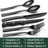 imageBlack Hammered Silverware Set 24Piece Stainless Steel Square Flatware Set with Steak Knives for 4 FoodGrade Tableware CutleryUtensil Sets for Home Restaurant Mirror Finish Dishwasher SafeWave Hammered
