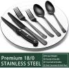 imageBlack Hammered Silverware Set 24Piece Stainless Steel Square Flatware Set with Steak Knives for 4 FoodGrade Tableware CutleryUtensil Sets for Home Restaurant Mirror Finish Dishwasher SafeRoman Column
