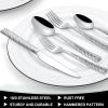 imageHammered Silverware Set 40Piece Stainless Steel Square Flatware Set for 8 FoodGrade Tableware Cutlery Set Utensil Sets for Home Restaurant Mirror Finish Dishwasher SafeSquare Hammered